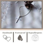 Dainty Waterproof Silver Cross Necklace for Women