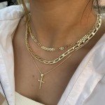 Dainty Gold Cross Pendant Necklace for Layering