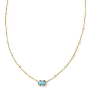 Kendra Scott Mini Elisa 14k Gold-Plated Satellite Short Pendant Necklace in Mint Magnesite, Fashion Jewelry for Women