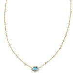 Kendra Scott Mini Elisa 14k Gold-Plated Satellite Short Pendant Necklace in Mint Magnesite, Fashion Jewelry for Women