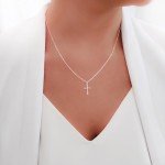 Dainty Waterproof Silver Cross Necklace for Women