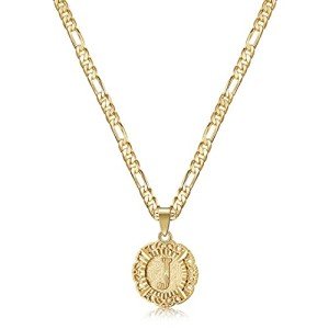 KissYan Initial Necklace for Women,14K Gold Plated Round Letter Pendant Necklace Capital Monogram Necklace Alhpabets from A-Z Figaro Chain Necklace(Gold J)
