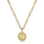 KissYan Initial Necklace for Women,14K Gold Plated Round Letter Pendant Necklace Capital Monogram Necklace Alhpabets from A-Z Figaro Chain Necklace(Gold J)