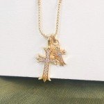 Partm Double Cross Necklace for Women Dainty Cross Pendant Choker 14K Gold Plated Trendy CZ Diamond Cross Charm Necklace Hypoallergenic Non Tarnish Delicate Faith Jewelry Religious Gifts for Women