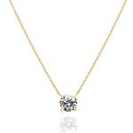 PAVOI 14K Gold Plated Crystal Solitaire 1.5 Carat (7.3mm) Cubic Zirconia Dainty Choker Necklace | Gold Necklaces for Women