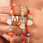 Ursteel Initial Necklaces for Women - Beaded Choker Simple Necklace for Women, Handmade Letter E Choker Heart Necklace Jewelry for Women Personalized Gifts