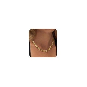 Moodear Gold Necklace for Women 14K Chunky Gold Chain Necklace Cuban Link Chain Choker Necklace for Women Trendy Fashion Jewelry
