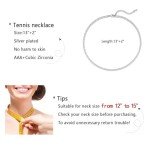 Luxval Tennis Necklace 14K Silver Choker Necklaces for women Dainty Zirconia Cut Faux Diamond chain 3mm Width 13Inches