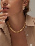 Moodear Gold Necklace for Women 14K Chunky Gold Chain Necklace Cuban Link Chain Choker Necklace for Women Trendy Fashion Jewelry