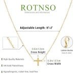 Rotnso Cross Necklace for Women 14K Gold Plated Small Cross Pendant Choker Minimalist Necklace Dainty Simple Trendy Cute Layered Cross Chain Faith Jewelry Gift