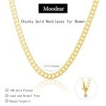 Moodear Gold Necklace for Women 14K Chunky Gold Chain Necklace Cuban Link Chain Choker Necklace for Women Trendy Fashion Jewelry
