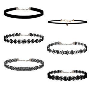 Choker Necklace for Women, Choker Necklaces for Woman, Black Choker, Chokers for Women, Choker Collar for Women, Goth Choker,Lace Choker,Adjustable Black Velvet Choker Set,Tattoo Choker for Women
