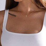 Rotnso Cross Necklace for Women 14K Gold Plated Small Cross Pendant Choker Minimalist Necklace Dainty Simple Trendy Cute Layered Cross Chain Faith Jewelry Gift