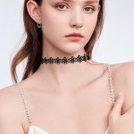 Choker Necklace for Women, Choker Necklaces for Woman, Black Choker, Chokers for Women, Choker Collar for Women, Goth Choker,Lace Choker,Adjustable Black Velvet Choker Set,Tattoo Choker for Women