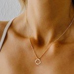 Pancert Layered Gold Choker Necklaces for Women, Stackable Stacked Stacking Layering Dainty Gold Necklace 14k Gold Plated Beach Circle Paperclip Cute Pendant Chain Necklaces Simple Jewelry Gift