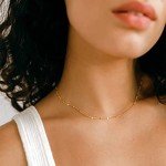 Pancert Layered Gold Choker Necklaces for Women, Stackable Stacked Stacking Layering Dainty Gold Necklace 14k Gold Plated Beach Circle Paperclip Cute Pendant Chain Necklaces Simple Jewelry Gift