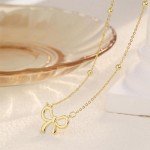 CAROVO Gold Bow Necklace 14K Dainty Choker Necklace Chunky Ball Bow Pendant Necklace Jewelry Gift for Women
