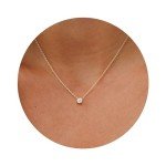 Galis Dainty Necklace - Gold Plated 18" Choker Necklace for Women with Small Round Faux Diamond Pendant, Trendy Simple Necklace for Women, CZ Diamond Solitaire Necklace for Women with Lobster Clasp
