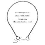 sroyte Heart Slip Chain Necklaces for Women,Stainless Steel O-Ring Adjustable Lariat Heart Y-Necklace,Punk Cuban Gothic Collar Choker Necklace for women (25", Black Heart)