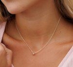 Galis Dainty Necklace - Gold Plated 18" Choker Necklace for Women with Small Round Faux Diamond Pendant, Trendy Simple Necklace for Women, CZ Diamond Solitaire Necklace for Women with Lobster Clasp
