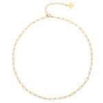 Aobei Pearl 18k Gold Oval Link Chain Choker Paperclip Necklace North Star Charm Short Adjustable Layering Necklace Minimalist Jewelry for Women 16’’