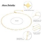 Aobei Pearl 18k Gold Oval Link Chain Choker Paperclip Necklace North Star Charm Short Adjustable Layering Necklace Minimalist Jewelry for Women 16’’