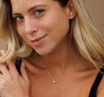 Galis Dainty Necklace - Gold Plated 18" Choker Necklace for Women with Small Round Faux Diamond Pendant, Trendy Simple Necklace for Women, CZ Diamond Solitaire Necklace for Women with Lobster Clasp