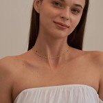 Tewiky Choker Necklace for Women, 14k Gold Plated Beaded Necklace Dainty Gold Chain Necklace Simple Gold Necklaces for Women Trendy Short Satellite Chain Necklace Fashion Gold Jewelry for Women