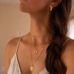 Tewiky Choker Necklace for Women, 14k Gold Plated Beaded Necklace Dainty Gold Chain Necklace Simple Gold Necklaces for Women Trendy Short Satellite Chain Necklace Fashion Gold Jewelry for Women