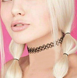 Black Choker Stretch Necklace Henna Tattoo Chain Collar Women Dress Fashion