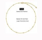 Tewiky Choker Necklace for Women, 14k Gold Plated Beaded Necklace Dainty Gold Chain Necklace Simple Gold Necklaces for Women Trendy Short Satellite Chain Necklace Fashion Gold Jewelry for Women