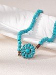 1pc Western Turquoise Decor Beaded Choker Necklace for Women