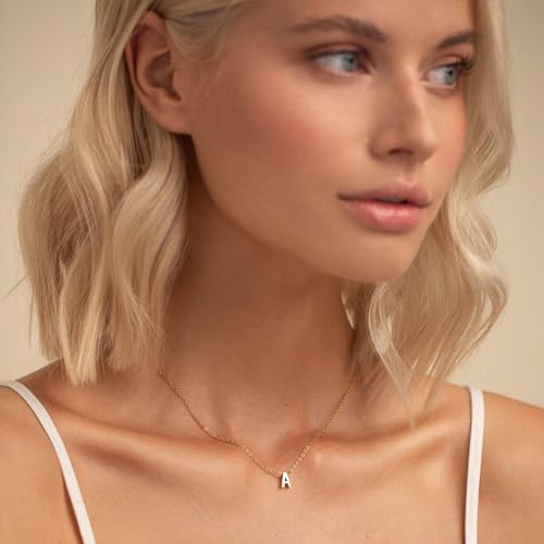 GIFT4U Dainty Gold Initial Necklace for Girls Women, Gold Letter Tiny A Initial Pendant Choker Necklace Simple Cute Personalized Name Necklace Gold Jewelry for Teen Girls Gift