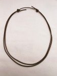 Brown Leather Adjustable Unisex Cord Choker Necklace- Made in USA