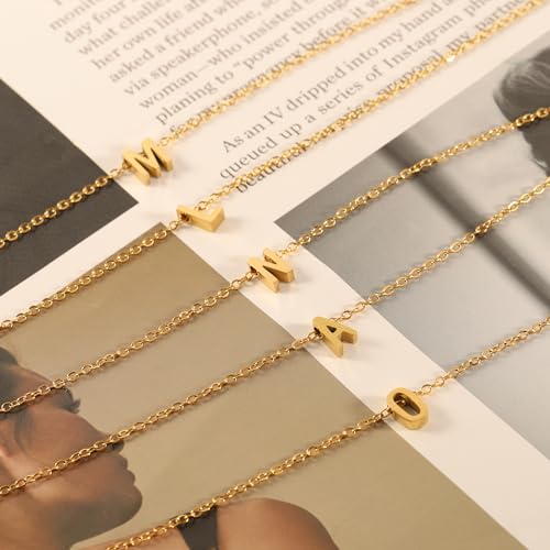 GIFT4U Dainty Gold Initial Necklace for Girls Women, Gold Letter Tiny A Initial Pendant Choker Necklace Simple Cute Personalized Name Necklace Gold Jewelry for Teen Girls Gift