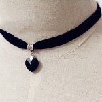 Black Velvet Choker w/ Heart Pendant Gothic Punk Necklace USA SELLER 3-1