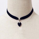 Black Velvet Choker w/ Heart Pendant Gothic Punk Necklace USA SELLER 3-1