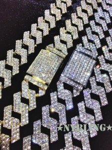 Mens Hip Hop Miami Cuban Prong Link Necklace Bracelet Gold Plated Iced CZ Chain