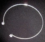 Rhinestone Heart Necklace Tennis Choker 1 Row Silver Cubic Zirconia Dainty Jewel