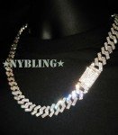 Mens Hip Hop Miami Cuban Prong Link Necklace Bracelet Gold Plated Iced CZ Chain