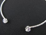 Rhinestone Heart Necklace Tennis Choker 1 Row Silver Cubic Zirconia Dainty Jewel