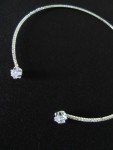 Rhinestone Heart Necklace Tennis Choker 1 Row Silver Cubic Zirconia Dainty Jewel