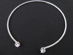 Rhinestone Heart Necklace Tennis Choker 1 Row Silver Cubic Zirconia Dainty Jewel