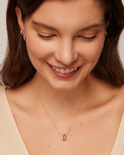 PAVOI 14K Yellow Gold Plated CZ Rondelle Pendant Necklace for Women | Two-Toned Dainty Necklaces | Cubic Zirconia Rondelle Pendant