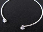 Rhinestone Heart Necklace Tennis Choker 1 Row Silver Cubic Zirconia Dainty Jewel