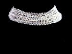 Rhinestone Choker Necklace Strand Wide 15 Row Bib Crystal Collar STUNNING GLAM
