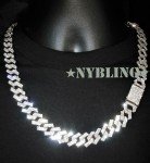 Mens Hip Hop Miami Cuban Prong Link Necklace Bracelet Gold Plated Iced CZ Chain
