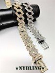 Mens Hip Hop Miami Cuban Prong Link Necklace Bracelet Gold Plated Iced CZ Chain