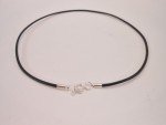 Leather 2mm Cord Surfer Choker Necklace Silver Lobster clasp Unisex Made USA
