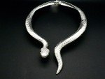 Silver Snake Choker Pendant Women Austrian Crystal Necklace Silver Plated New